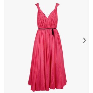 Carolina Herrera Pink Gathered Flare Midi Dress